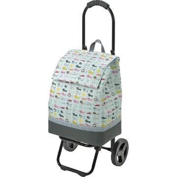 シャルミス　ネコ柄ショッピングカート スカイブルー 15-5038-81の画像