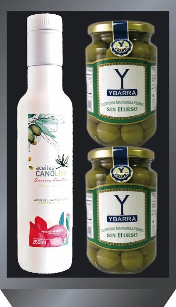 CANOLIVA　オリーブの実2P・250mlオリーブオイル（FAMILIAR) EVOO-5000 の画像