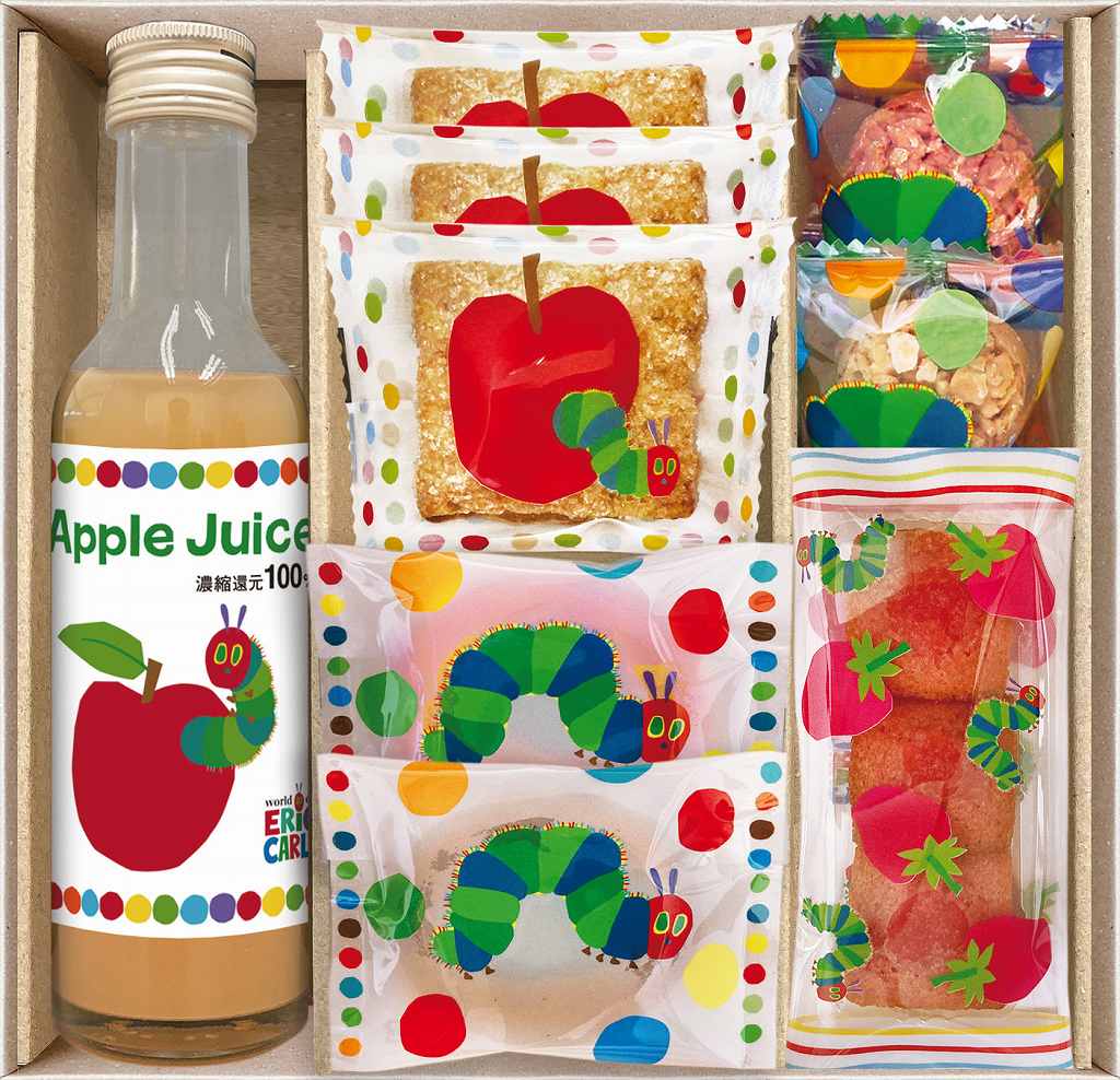 はらぺこあおむし　アップルジュース＆しっとりドーナツ　スイーツセット SNZ-202 の画像