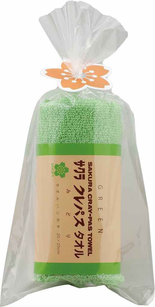 クレパスタオル　タオルハンカチ（グリーン） CR23050-GR の画像