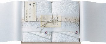今治極選 魔法の糸　今治タオルセット　フェイスタオル2P(国産木箱入) MOK-040 の画像