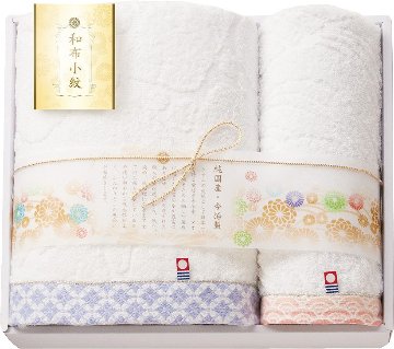 和布小紋　今治タオルセット　バスタオル１P＆フェイスタオル１P WFK-026A-PU の画像
