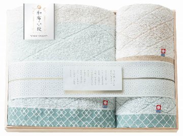 和布小紋　今治タオルセット（国産木箱入） KWFK-040K の画像