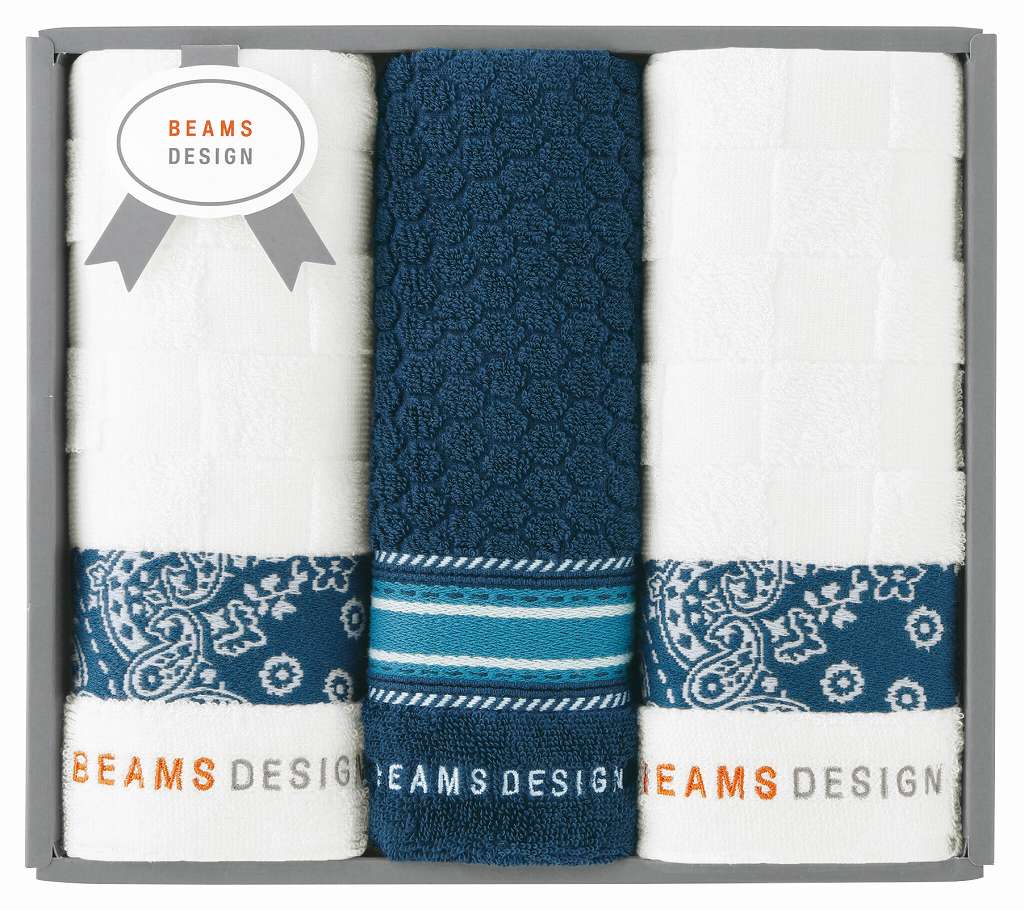 BEAMS DESIGN チェッカーバンダナタオルセット(ネイビーブルー) 51-3139250NB の画像
