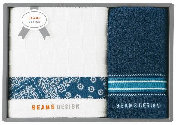 BEAMS DESIGN チェッカーバンダナタオルセット(ネイビーブルー) 51-3139400NB の画像