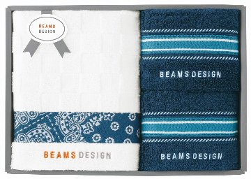 BEAMS DESIGN チェッカーバンダナタオルセット(ネイビーブルー) 51-3139500NB の画像