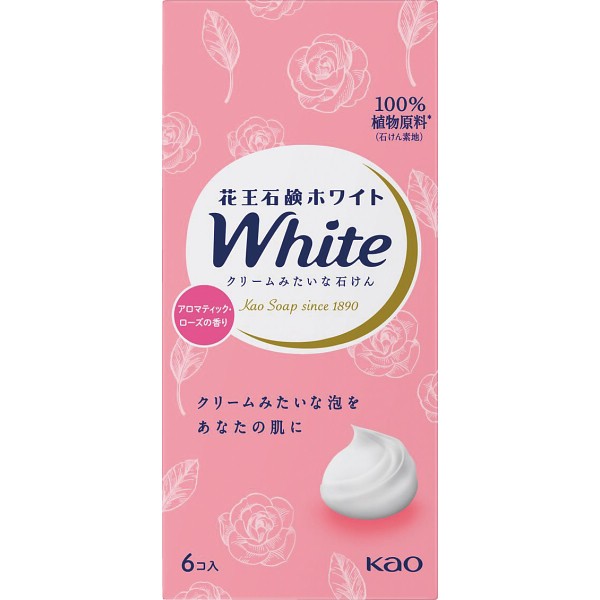 花王　石鹸ホワイト普通サイズ（６個） アロマティックローズの香り KWｰ6ｱﾛﾏの画像