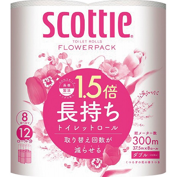 スコッティ　フラワーパック１．５倍長持ち（８ロール・ダブル） 29893の画像