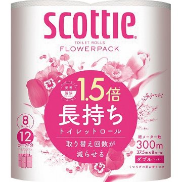 スコッティ　フラワーパック１．５倍長持ち（８ロール・ダブル） 29893の画像
