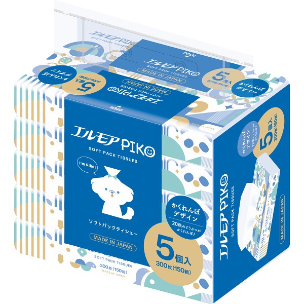 エルモアピコ　ソフトパックティシュー１５０組（５個入） 447011の画像