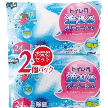 コンドル　トイレ用流せるクリーナーシート（２４枚入）２個パック 173273の画像