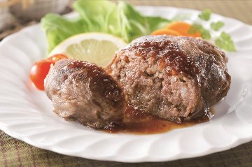 【北海道直送】 肉の山本 北海道霜降りハンバーグ4個セット　おろしソース付 【全国送料込】(沖縄・離島除く)の画像