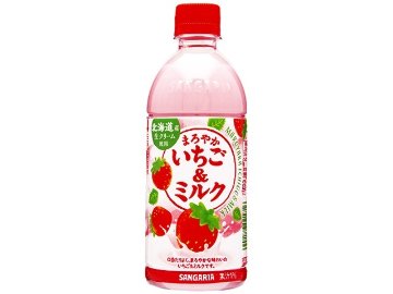 【ケース販売】サンガリア まろやかいちご＆ミルク Ｐ５００ｍｌ  ×24 【全国送料無料】(一部地域別途)・まとめ買い・防災備蓄にも最適の画像