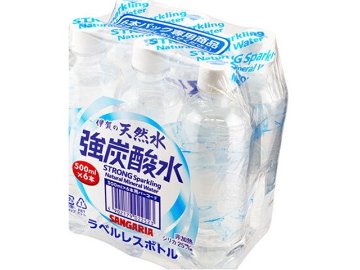 【ケース販売】サンガリア伊賀の強炭酸水Ｐ５００×６本ラベルレス ×4 【全国送料無料】(一部地域別途)・まとめ買い・防災備蓄にも最適の画像