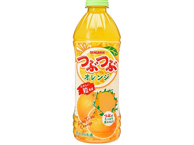 【ケース販売】サンガリア つぶつぶオレンジ Ｐ５００ｍｌ   ×24 【全国送料無料】(一部地域別途)・まとめ買い・防災備蓄にも最適の画像
