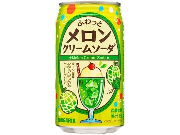 【ケース販売】サンガリア ふわっとメロンクリームソーダ缶３５０ｇ ×24 【全国送料無料】(一部地域別途)・まとめ買い・防災備蓄にも最適の画像