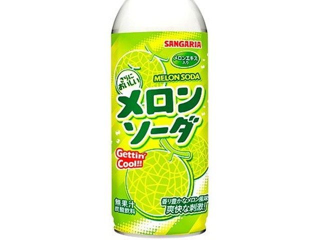 【ケース販売】サンガリア メロンソーダ Ｂ缶５００ｇ ×24 【全国送料無料】(一部地域別途)・まとめ買い・防災備蓄にも最適の画像