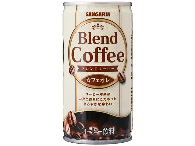 【ケース販売】サンガリア ブレンドコーヒー カフェオレ１８５ｇ  ×30 【全国送料無料】(一部地域別途)・まとめ買い・防災備蓄にも最適の画像