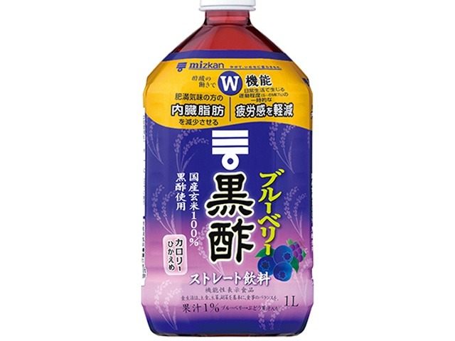 【ケース販売】ミツカン ブルーベリー黒酢 ストレート１Ｌ ×12 【全国送料無料】(一部地域別途)・まとめ買い・防災備蓄にも最適の画像