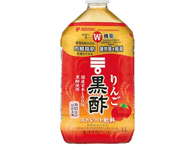 【ケース販売】ミツカン りんご黒酢 ストレート１Ｌ  ×12 【全国送料無料】(一部地域別途)・まとめ買い・防災備蓄にも最適の画像