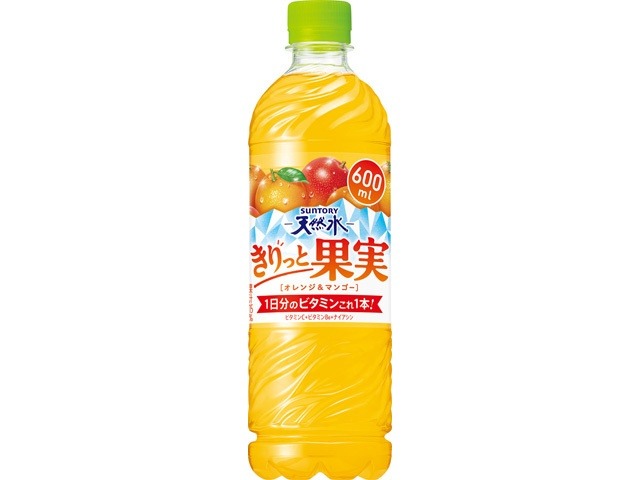 【ケース販売】サントリー天然水きりっと果実ＯＲ＆マンゴーＰ６００  ×24 【全国送料無料】(一部地域別途)・まとめ買い・防災備蓄にも最適の画像