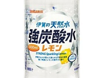 【ケース販売】サンガリア 伊賀の強炭酸水レモンＰ１０００ｍｌ ×12 【全国送料無料】(一部地域別途)・まとめ買い・防災備蓄にも最適の画像