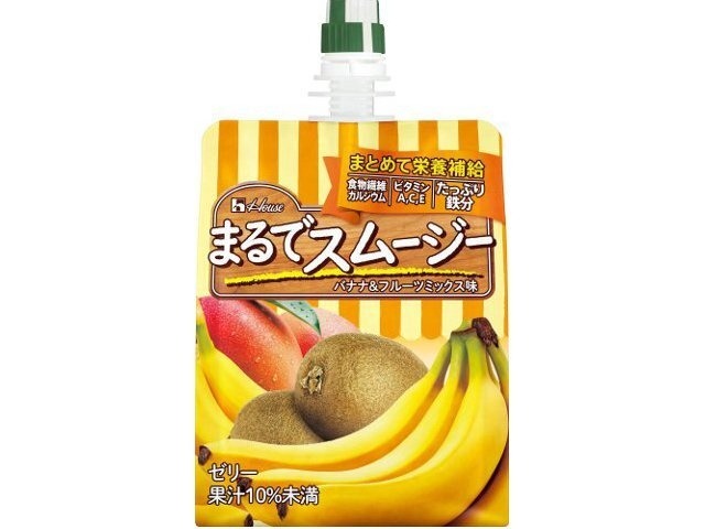 【ケース販売】ハウスウェルネスフーズ まるでスムージーバナナ＆フルーツ１５０  ×24 【全国送料無料】(一部地域別途)・まとめ買い・防災備蓄にも最適の画像