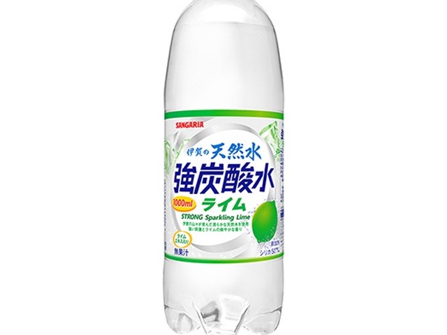 【ケース販売】サンガリア 伊賀の天然水 強炭酸水ライム１Ｌ ×12 【全国送料無料】(一部地域別途)・まとめ買い・防災備蓄にも最適の画像