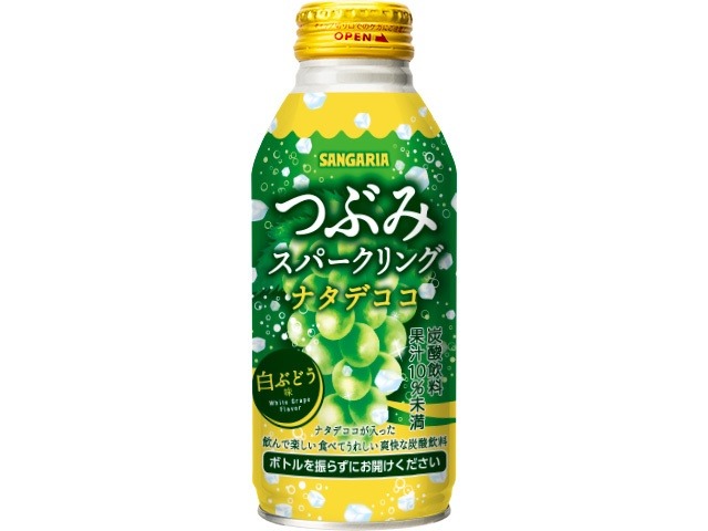 【ケース販売】サンガリア つぶみスパークリングナタデココ３８０ｇ  ×24 【全国送料無料】(一部地域別途)・まとめ買い・防災備蓄にも最適の画像
