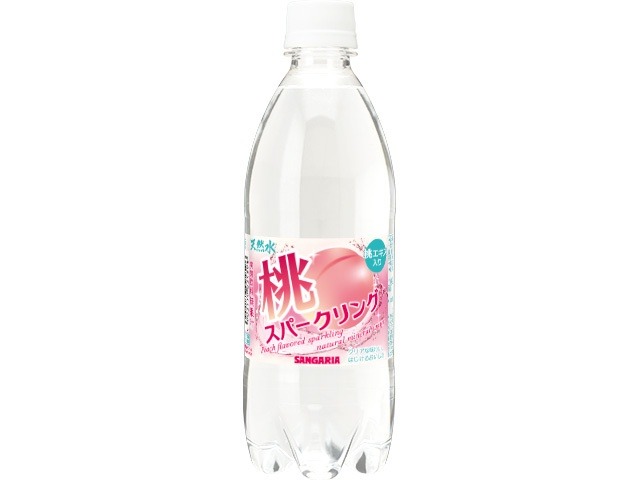 【ケース販売】サンガリア 天然水桃スパークリング Ｐ５００ｍｌ  ×24 【全国送料無料】(一部地域別途)・まとめ買い・防災備蓄にも最適の画像