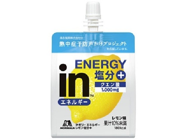【ケース販売】森永 ｉｎゼリーエネルギーレモン塩分プラス１８０ｇ  ×6 【全国送料無料】(一部地域別途)・まとめ買い・防災備蓄にも最適の画像