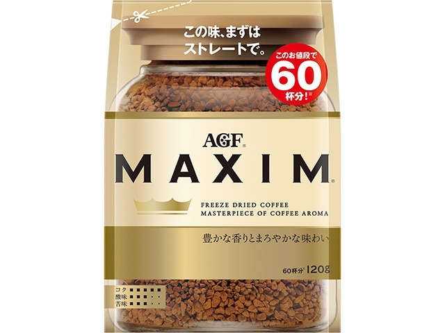 【ケース販売】マキシム インスタントコーヒー１２０ｇ袋  ×12 【全国送料無料】(一部地域別途)・まとめ買い・防災備蓄にも最適の画像