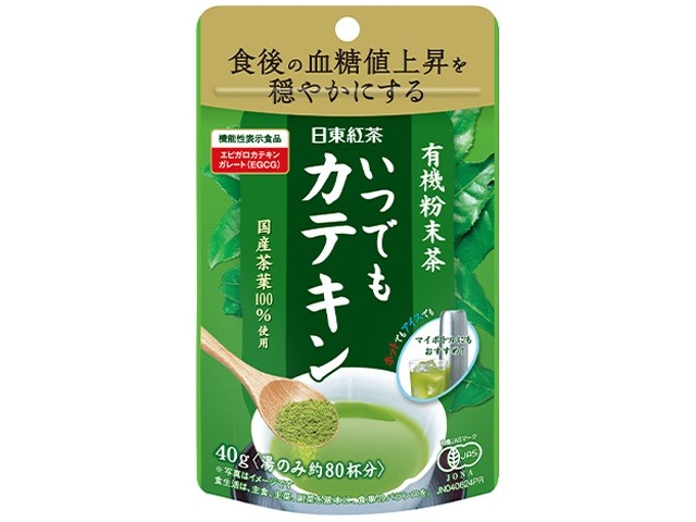 【ケース販売】日東紅茶 有機粉末茶いつでもカテキン４０ｇ ×24 【全国送料無料】(一部地域別途)・まとめ買い・防災備蓄にも最適の画像