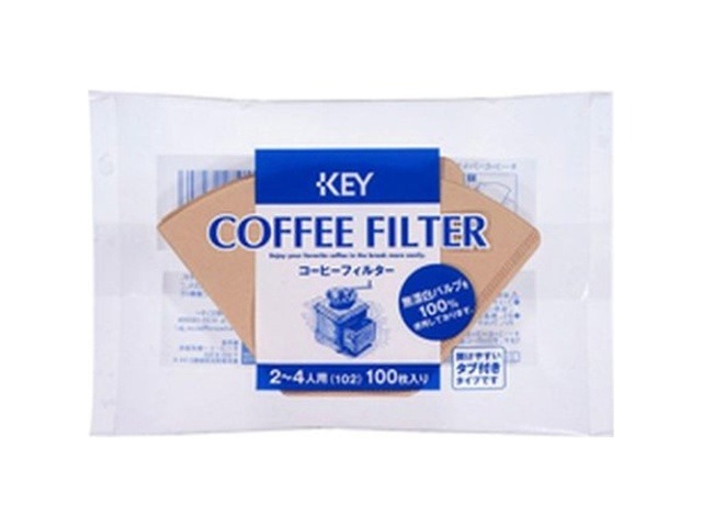 【ケース販売】キー コーヒーフィルター無漂白タブ付き １００Ｐ ×100 【全国送料無料】(一部地域別途)・まとめ買い・防災備蓄にも最適の画像