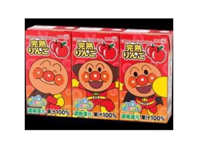 【ケース販売】明治 アンパンマン完熟りんご１２５ｍｌ×３Ｐ ×12 【全国送料無料】(一部地域別途)・まとめ買い・防災備蓄にも最適の画像