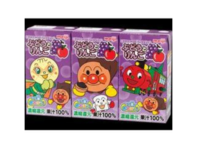 明治 アンパンマンぶどうりんご１２５ｍｌ×３Ｐ ×12 【全国送料無料】(一部地域別途)の画像