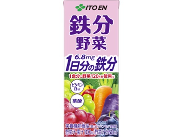 【ケース販売】伊藤園 鉄分野菜 紙２００ｍｌ ×24 【全国送料無料】(一部地域別途)・まとめ買い・防災備蓄にも最適の画像