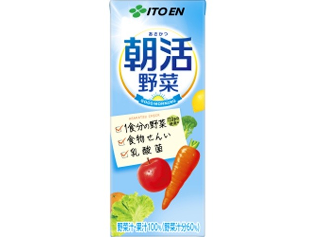 【ケース販売】伊藤園 朝活野菜 紙２００ｍｌ  ×24 【全国送料無料】(一部地域別途)・まとめ買い・防災備蓄にも最適の画像