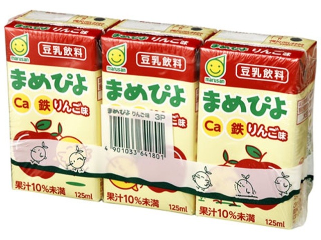 【ケース販売】マルサン まめぴよ りんご味紙１２５ｍｌ３連 ×8 【全国送料無料】(一部地域別途)・まとめ買い・防災備蓄にも最適の画像