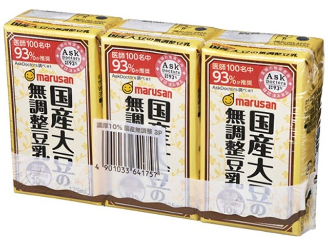 【ケース販売】マルサン 濃厚１０％国産大豆の無調整豆乳３本パック ×8 【全国送料無料】(一部地域別途)・まとめ買い・防災備蓄にも最適の画像
