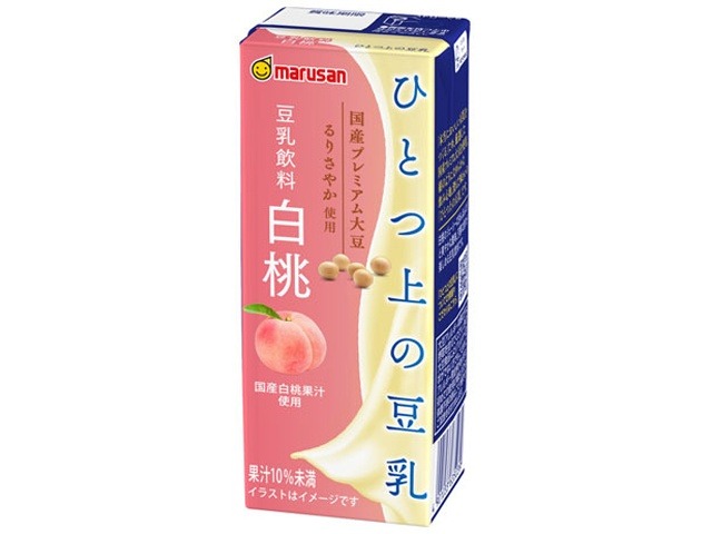 【ケース販売】マルサン ひとつ上の豆乳 豆乳飲料白桃紙２００  ×24 【全国送料無料】(一部地域別途)・まとめ買い・防災備蓄にも最適の画像