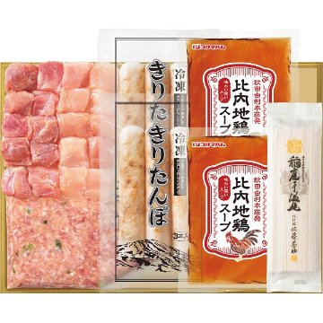 2026年お歳暮特別企画 比内地鶏きりたんぽ鍋と佐藤養助稲庭うどんセット（３～４人前）  ＡＰＫ－Ａ　　　 【全国送料無料】(沖縄・離島は別途)の画像
