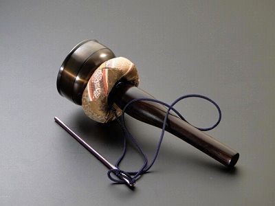 携帯用玉縁印金セット 色付 黒檀柄 袋付の画像