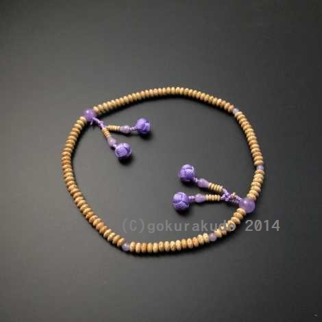 数珠ブレス 本連タイプ 真言宗用 星月菩提樹 藤雲石仕立の画像