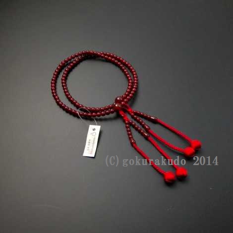 数珠 真言宗用 総メノウ 8寸 赤利休房の画像