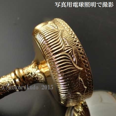 仏飯器・ブッキ（ご飯の入れ物）／真鍮DK製　本金メッキ（蓮ブッキ）　１．8寸 画像