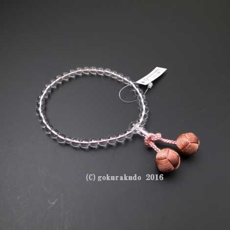 数珠 女性用 総水晶（7mm玉） 灰桜色利休房の画像