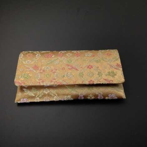 正絹２つ折り数珠入れ 金色地G-nh3の画像