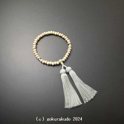数珠 女性用 星月菩提樹みかん玉、(親・２天・ぼさ)独山玉 正絹頭付き房の画像