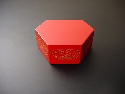 六角仏像台　朱　3号（木質木地）の画像